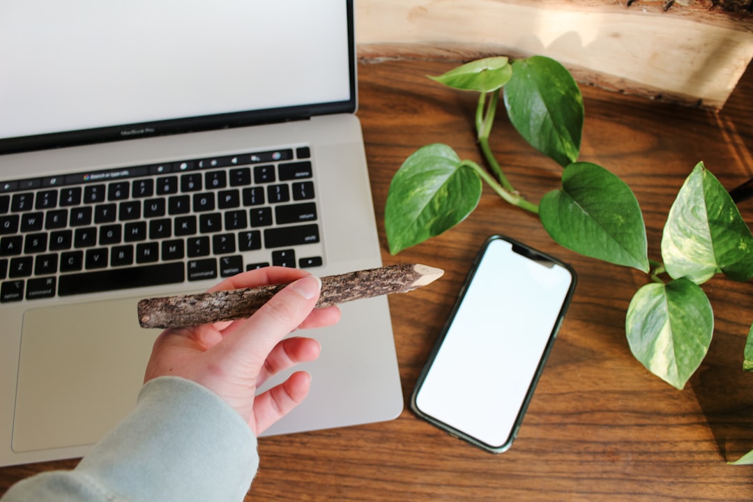 Laptop, phone, plant, and a rustic pencil. — IL WebDesign Manhattan