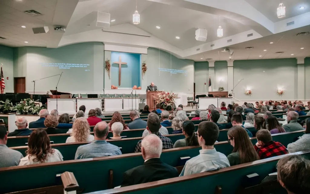 Congregation gathered for a church service