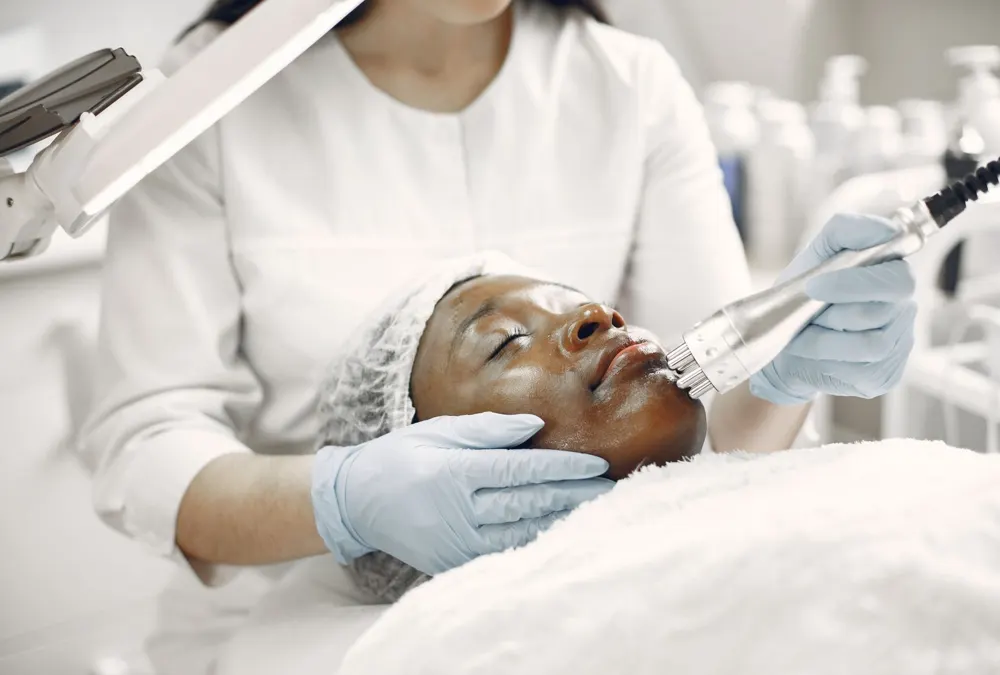 Dermatology clinic skin treatment close-up