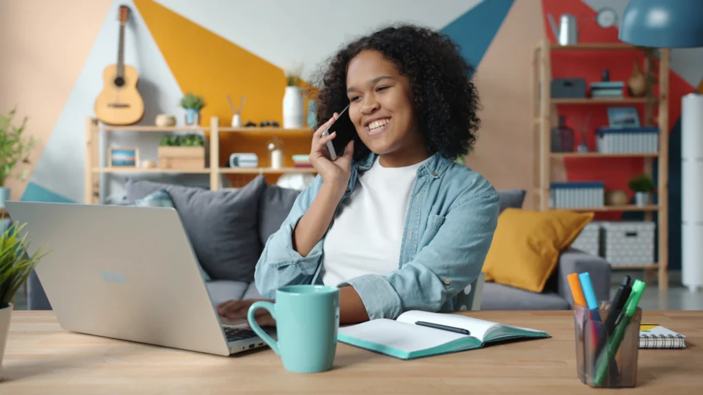 Business owner answering a customer phone call generated by a Google call ad