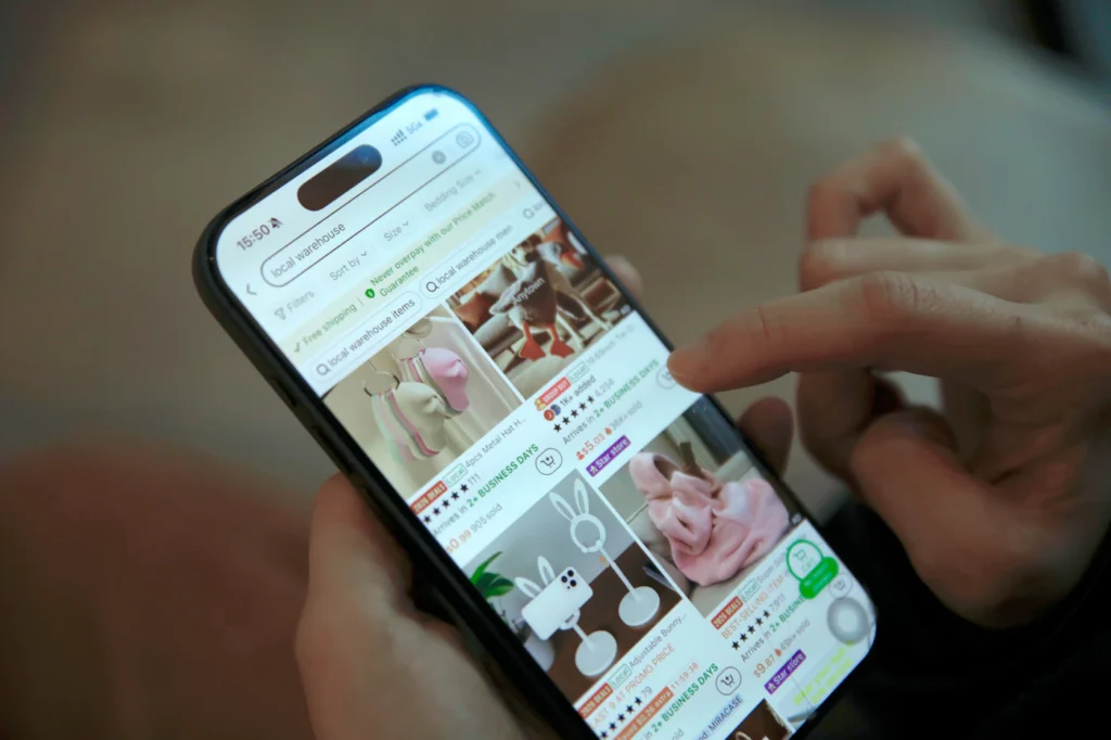 Shopper browsing products on a smartphone from Google Shopping ads