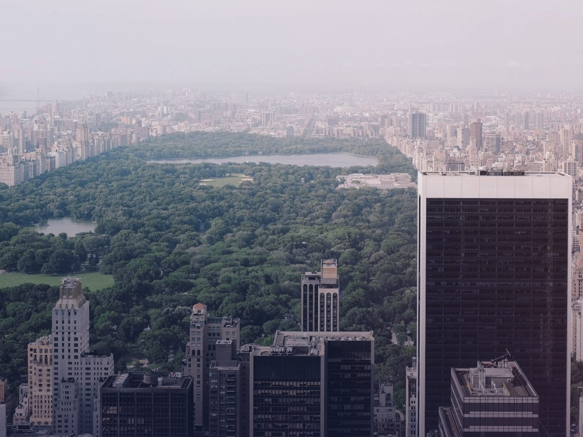 Aerial view of Central Park beside the Upper East Side, Manhattan