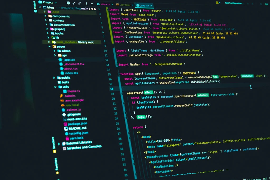 Code editor showing front-end development of a fast, custom business website